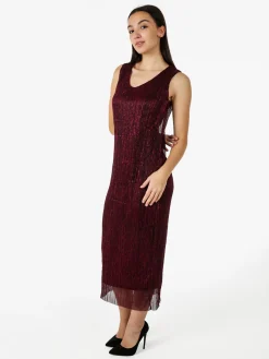 Sweet Miss Abito lungo da donna in lurex senza maniche - bordeaux
