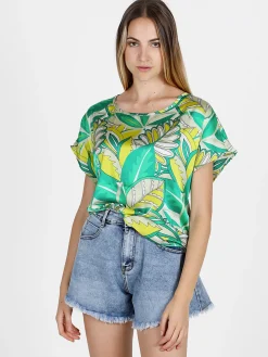 Sweet Miss Blusa donna con stampa a fantasia e maniche corte