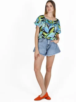 Sweet Miss Blusa donna con stampa a fantasia e maniche corte