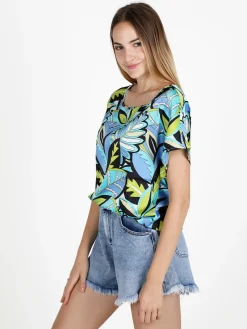 Sweet Miss Blusa donna con stampa a fantasia e maniche corte