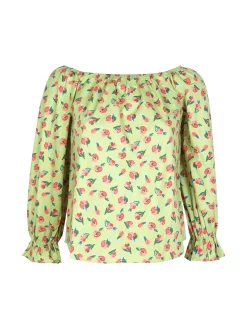 Sweet Miss Blusa donna in cotone a fiori manica lunga