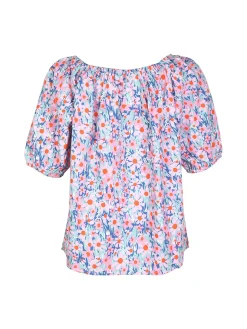 Sweet Miss Blusa donna in cotone a fiori manica corta
