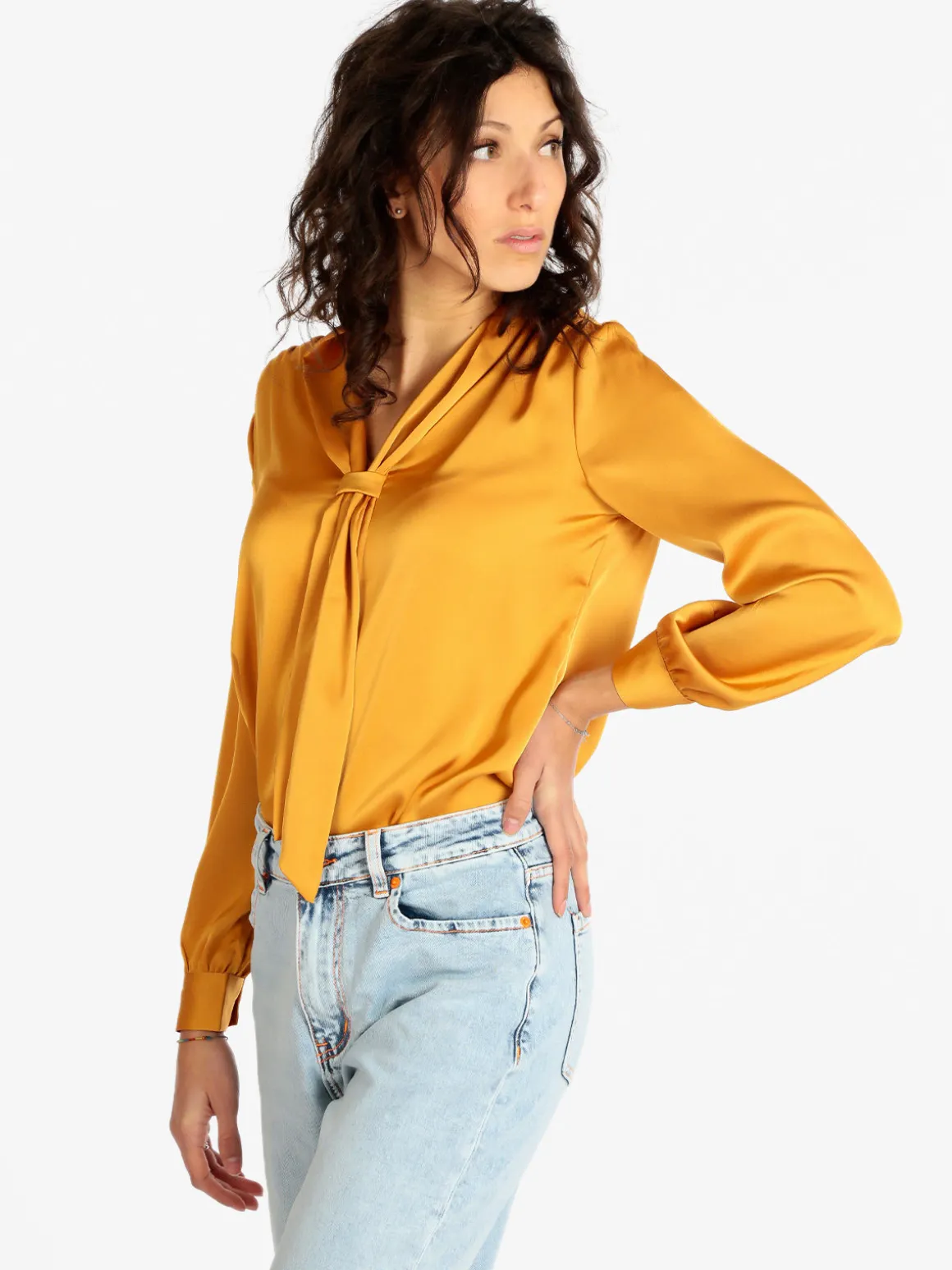 Sweet Miss Blusa donna in raso con cravatta