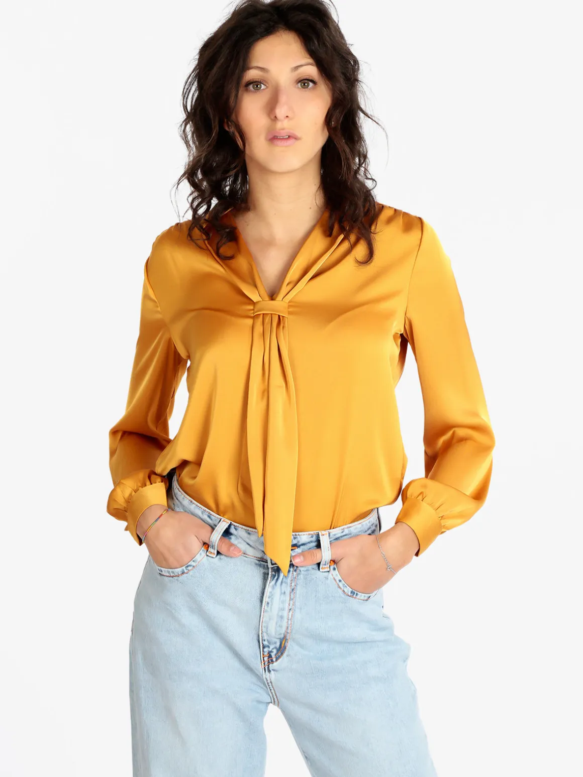 Sweet Miss Blusa donna in raso con cravatta