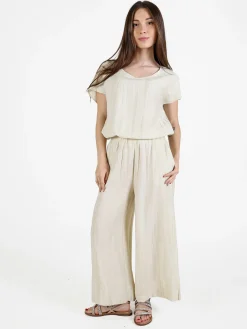 Sweet Miss Blusa donna misto lino a maniche corte