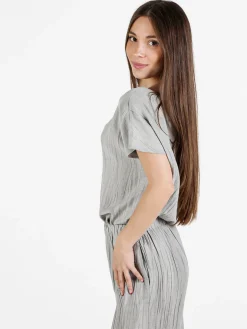 Sweet Miss Blusa donna misto lino a maniche corte