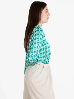 Sweet Miss Camicia da donna effetto seta a maniche lunghe