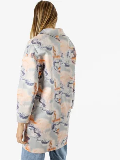 Sweet Miss Cappotto donna oversize in tessuto scamosciato con stampe - multicolore
