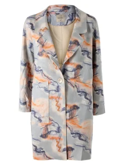 Sweet Miss Cappotto donna oversize in tessuto scamosciato con stampe - multicolore