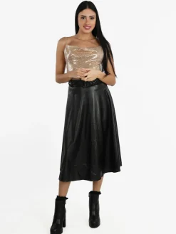Sweet Miss Gonna midi in ecopelle con cintura