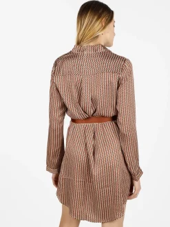Sweet Miss Maxi camicia donna con cintura e collo alla coreana