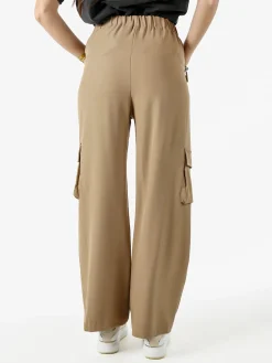 Sweet Miss Pantaloni cargo da donna a gamba larga - cammello