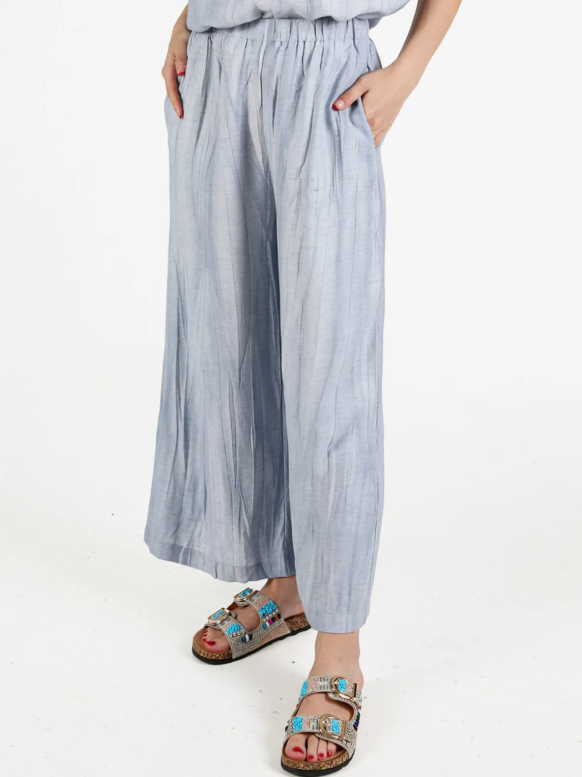 Sweet Miss Pantaloni donna a gamba larga in misto lino