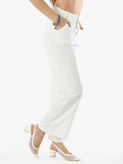 Sweet Miss Pantaloni donna a palazzo - bianco