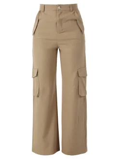 Sweet Miss Pantaloni donna a palazzo con tasconi laterali - beige