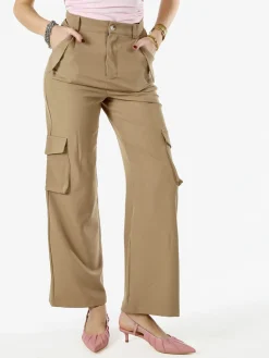 Sweet Miss Pantaloni donna a palazzo con tasconi laterali - cammello