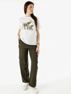 Sweet Miss Pantaloni donna a palazzo con tasconi laterali - militare
