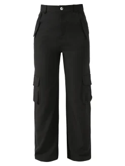 Sweet Miss Pantaloni donna a palazzo con tasconi laterali - nero