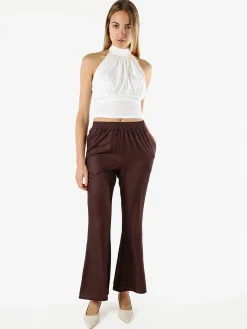 Sweet Miss Pantaloni donna cropped con finale largo - moro