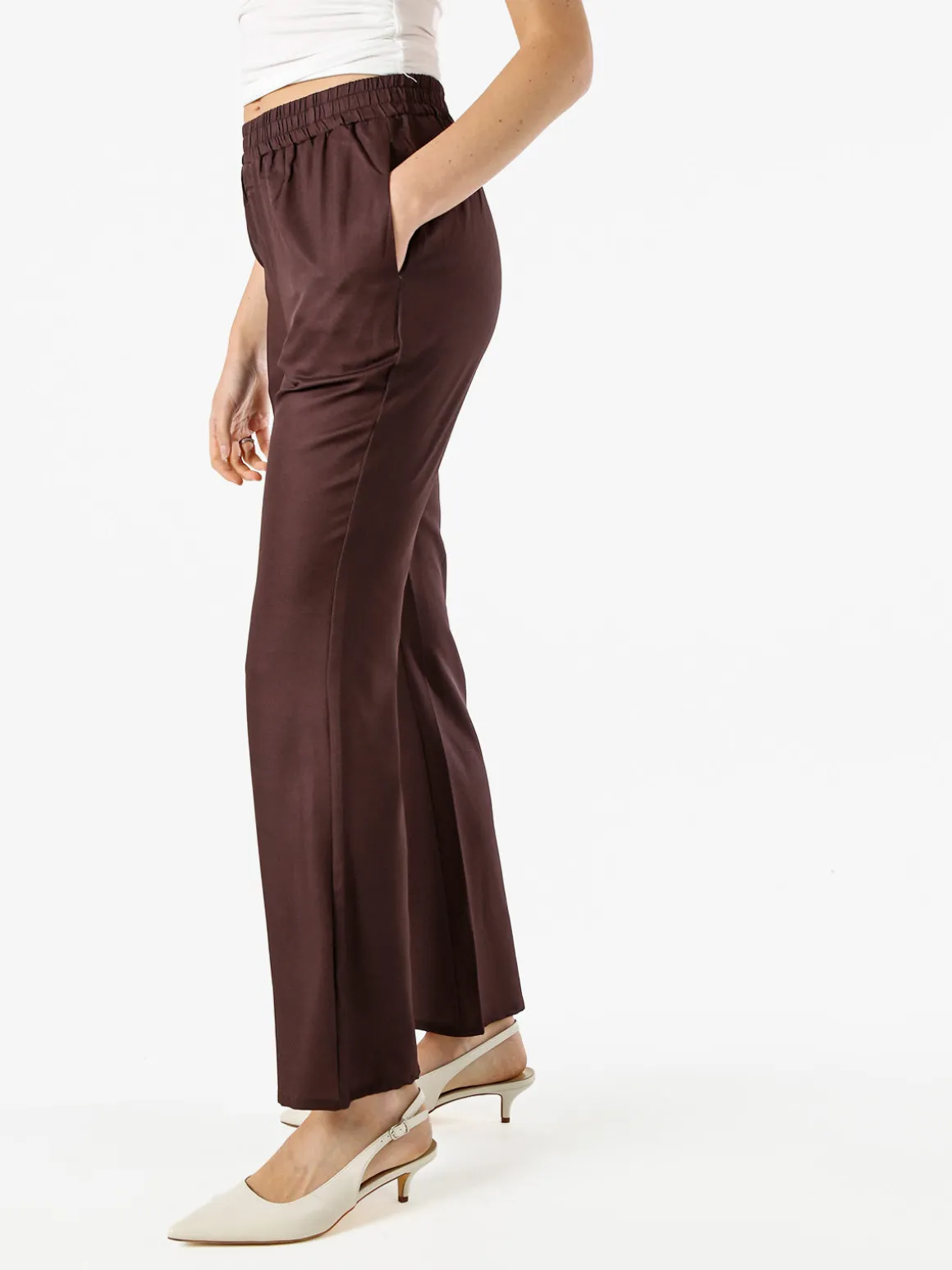 Sweet Miss Pantaloni donna cropped con finale largo - moro