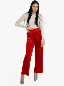 Sweet Miss Pantaloni donna in velluto a gamba larga