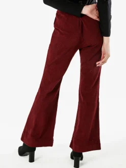 Sweet Miss Pantaloni donna in velluto a coste con finale a zampa - bordeaux