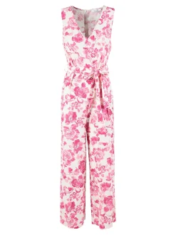 Sweet Miss Tuta lunga jumpsuite donna senza maniche con stampa floreale