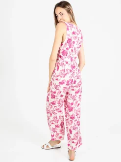 Sweet Miss Tuta lunga jumpsuite donna senza maniche con stampa floreale