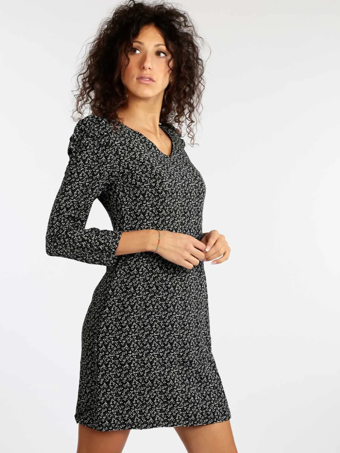 Sweet Miss Vestito donna a fiori con manica arricciata