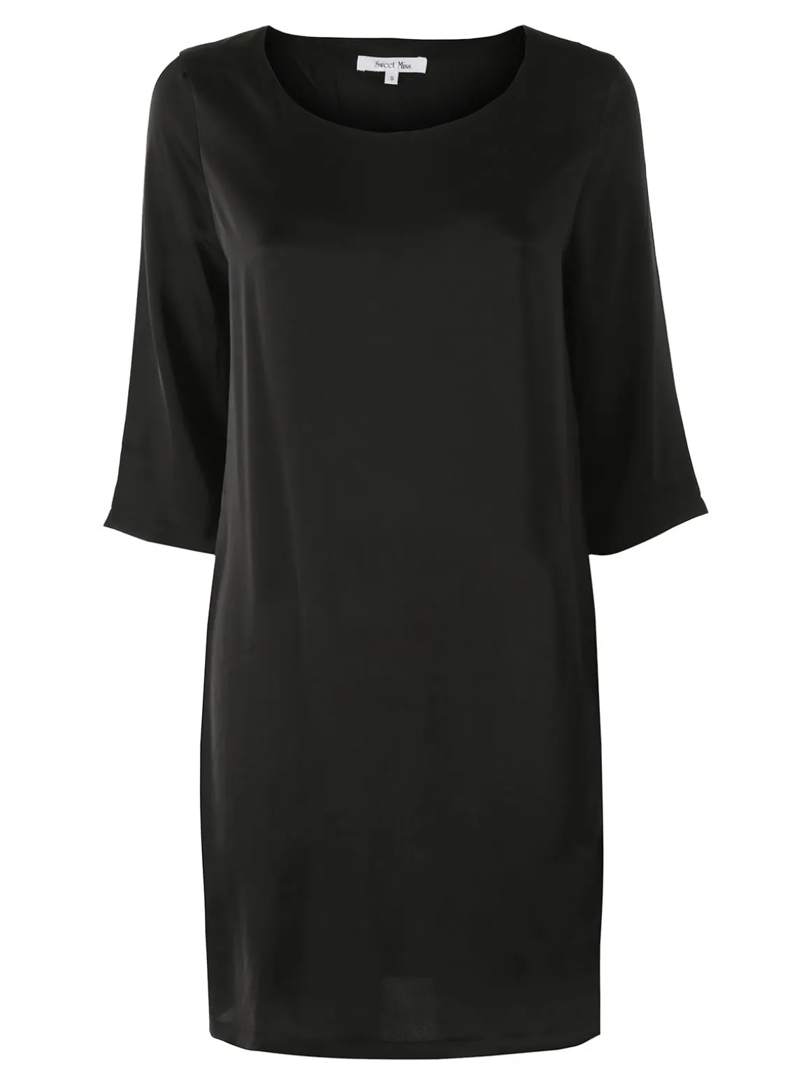 Sweet Miss Vestito donna con maniche a 3/4 in tessuto effetto raso - nero