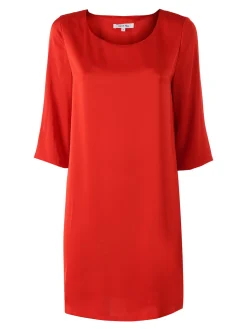 Sweet Miss Vestito donna con maniche a 3/4 in tessuto effetto raso - rosso