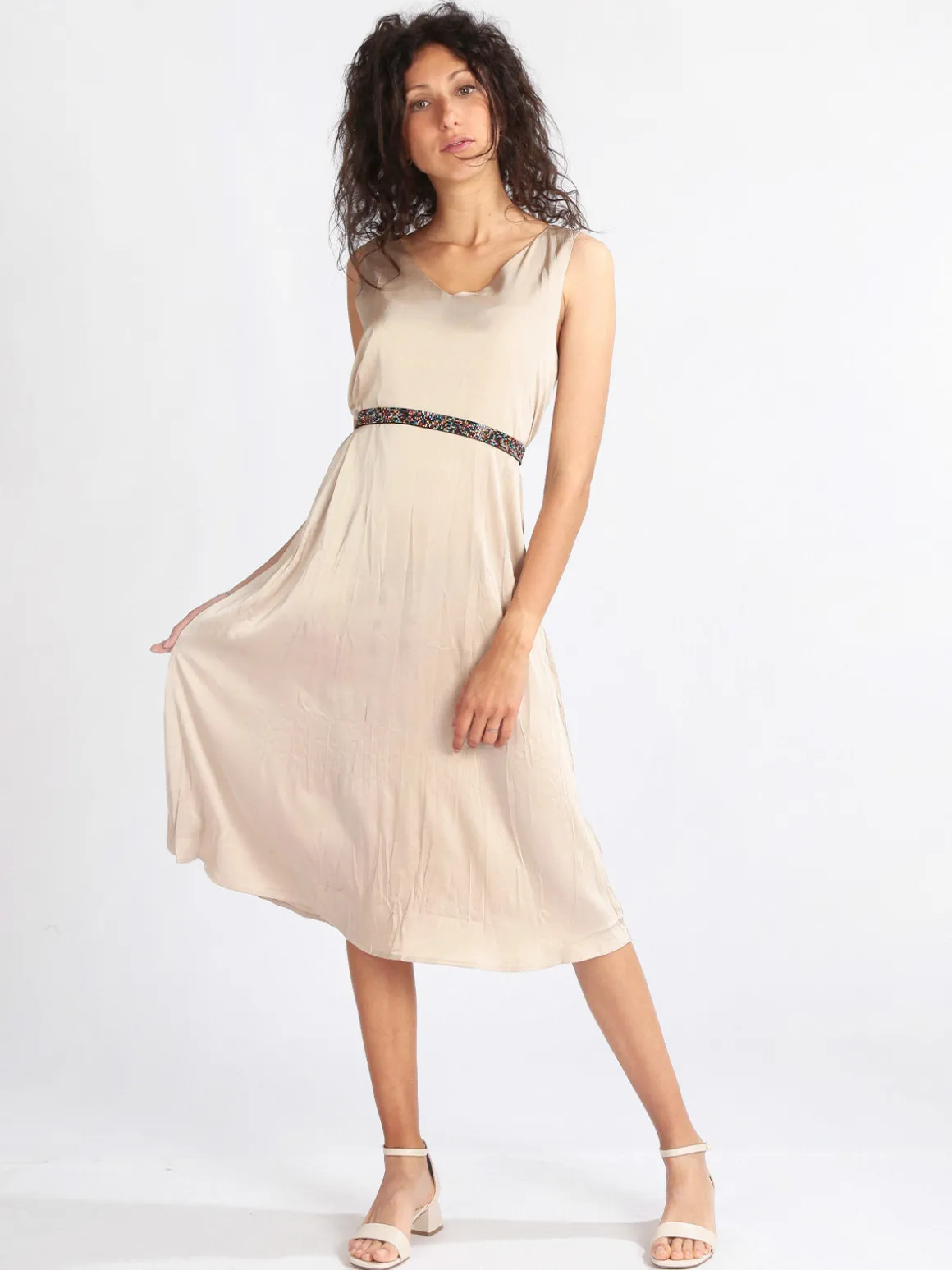 Sweet Miss Vestito donna smanicato effetto seta
