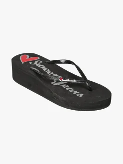Sweet Years Infradito da donna glitter con zeppa e plateau - nero