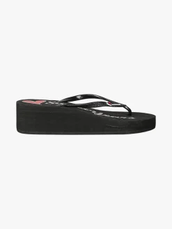 Sweet Years Infradito da donna glitter con zeppa e plateau - nero