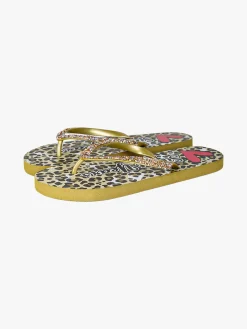 Sweet Years Infradito donna animalier in gomma con strass e pietre - giallo