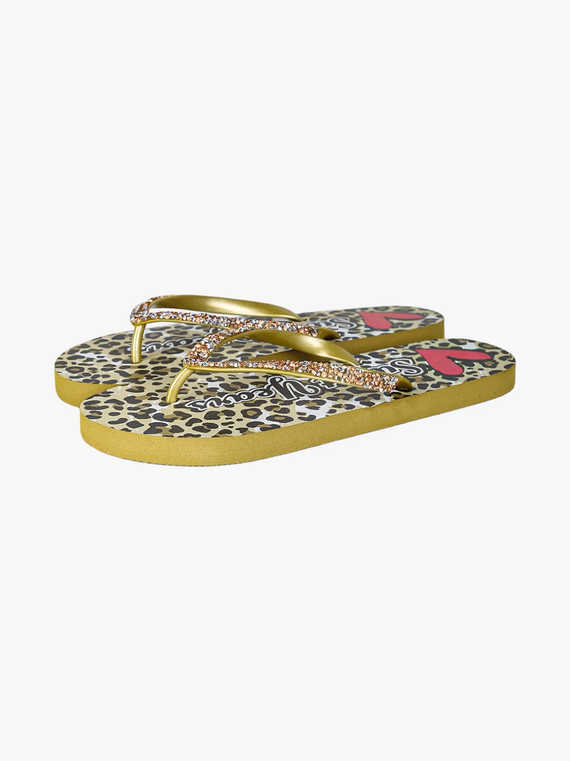 Sweet Years Infradito donna animalier in gomma con strass e pietre - giallo