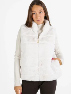 Swish Jeans Gilet donna in ecopelliccia - panna