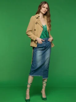 S.Woman Gonna midi in jeans con spacco sul retro