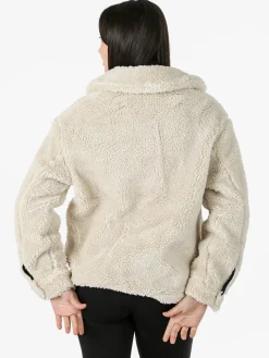 The People Rep Cappotto corto teddy da donna con bottoni - beige