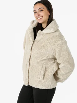 The People Rep Cappotto corto teddy da donna con bottoni - beige