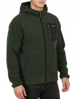 The People Rep Felpa teddy in pile da uomo con cappuccio e zip - militare