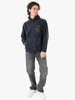 The People Rep Felpa teddy in pile da uomo con cappuccio e zip - blu scuro