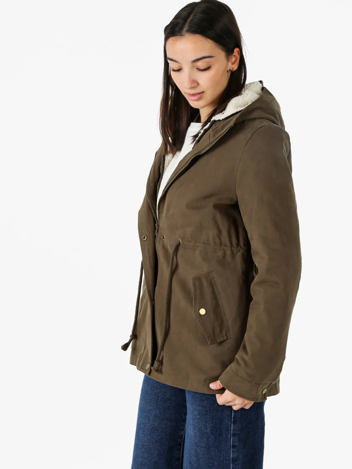 The People Rep Parka donna con cappuccio e imbottitura removibile - militare