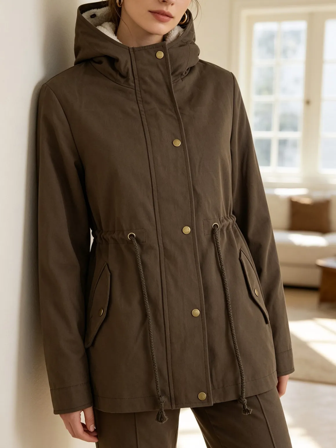 The People Rep Parka donna con cappuccio e imbottitura removibile - militare