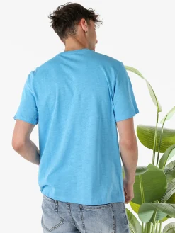 The People Rep T-shirt da uomo in cotone con bottoncini sullo scollo - turchese
