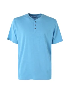 The People Rep T-shirt da uomo in cotone con bottoncini sullo scollo - turchese