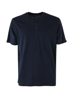 The People Rep T-shirt da uomo in cotone con bottoncini sullo scollo - blu scuro