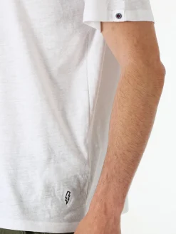 The People Rep T-shirt da uomo in cotone con bottoncini sullo scollo - bianco