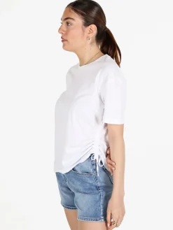 The People Rep T-shirt donna in cotone con arricciatura laterale