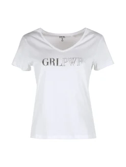 The People Rep T-shirt donna in cotone con scollo a V e stampa scritta